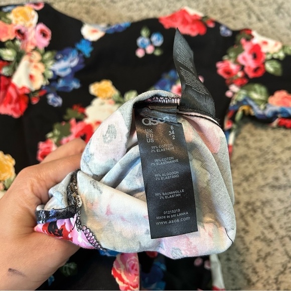 ASOS Black & Floral Print Sheath Mini Pencil Dress Size 2 - Picture 6 of 11